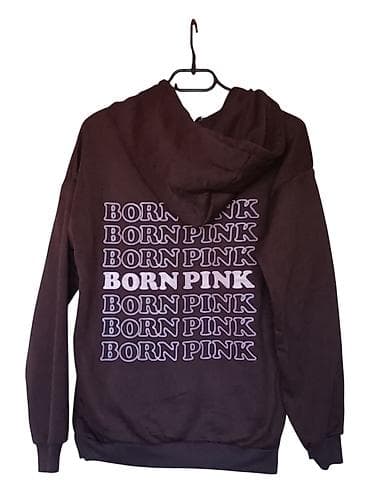 zara basic sako: Dukserica sa kapuljačom “BORN PINK” - Boja: tamno braon - Prednji — 2