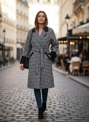 prsluk i pantalone: Ženski kaput – dezen „pseći zub”, veličina S - Klasičan dvoredni kroj — 1