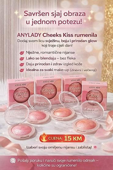 ANYLADY Cheeks Kiss rumenila - Dodaju licu svježinu, boju i prirodan na lalafo.rs ANYLADY Cheeks Kiss rumenila - Dodaju licu svježinu, boju i prirodan