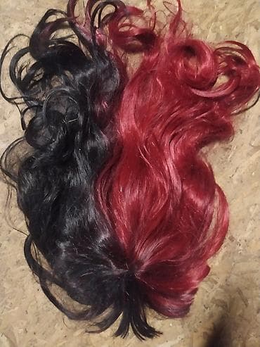 sako l: Perika dugačka,polukovrdžava,crveno - crna,ima šiške,prelepa — 3