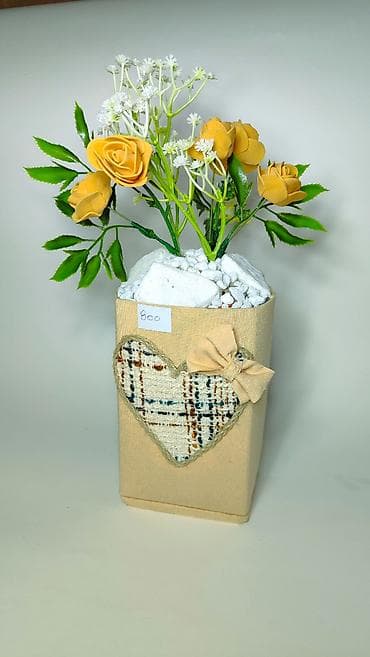 staklene vaze: Dekorativna aranžman vaza sa veštačkim cvećem - Elegantna pravougaona — 3