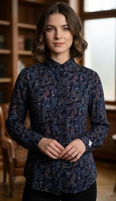 bluza etno: Ženska košulja sa paisley (buta) dezenom - Klasičan kroj sa dugim — 1