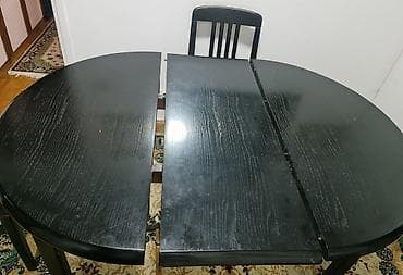 barski sto: Prodajem sto u kompletu sa 6 stolica. Sto moze da se produži umetanjem — 2