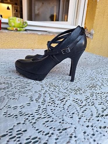 kozne salonke: Crne cipele na štikle, veličina 39 - Model: salonke sa platformom i — 3