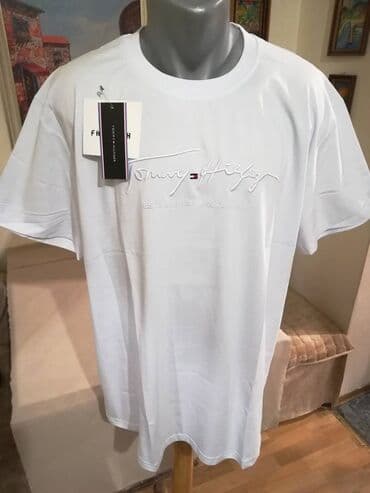 trikotazne pantalone: Nova muska markirana majica Tommy Hilfiger u velikom broju 4XL Bela — 1