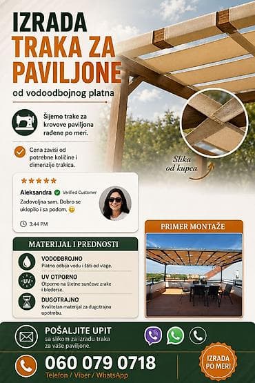 IZRADA TRAKA ZA PAVILJONE OD VODOODBOJNOG PLATNA – PO MERI - Šijemo