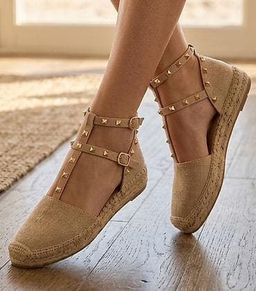 Ženske espadrile sa kaiševima i nitnama - Model: ravne espadrile sa na lalafo.rs Ženske espadrile sa kaiševima i nitnama - Model: ravne espadrile sa
