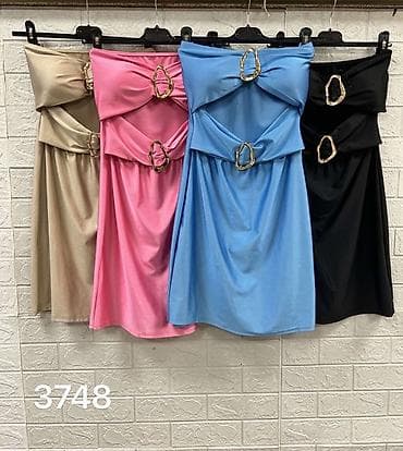 Haljine: ✅Mini haljina bez bretela sa ukrasnim metalnim kopčama
✅2000 din — 4