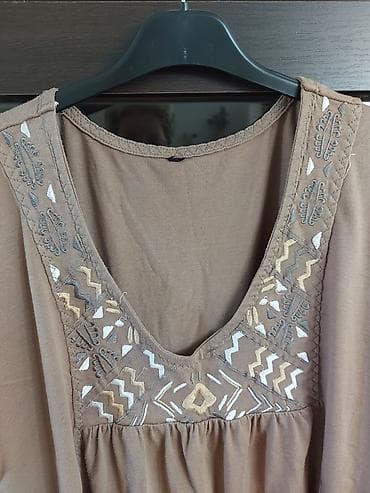 moon boots bele: Ženska tunika/bluza u boho stilu, u toploj bež‑kafeno nijansi. - — 2