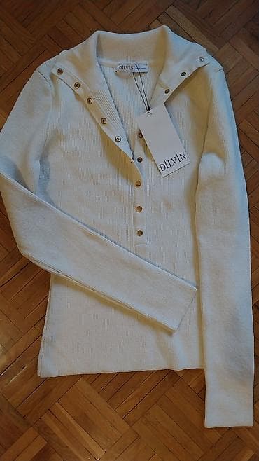 kilt suknja: Ženski rebrasti džemper/bluza sa kopčanjem – DILVIN S do L - Model — 2