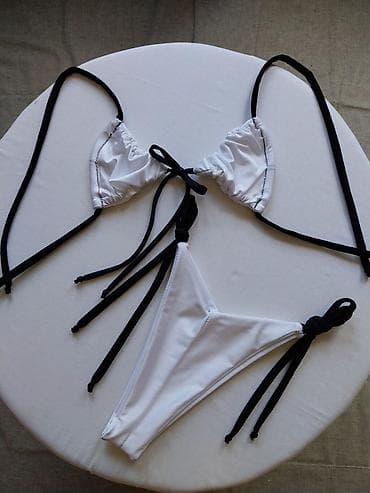 crne 97: Bikini komplet – dvodelni, bele boje sa crnim vezicama. - Gornji deo — 2