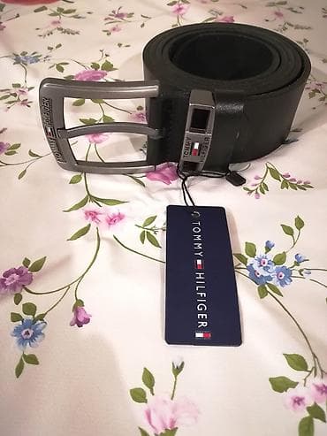 pandora mindjuse srca: Novi muski kozni markirani kais Tommy Hilfiger u crnoj boji. Zemlja — 4