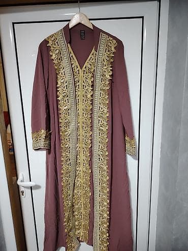 Skafanderi: Ženska dvodelna tradicionalna haljina/kaftan set - Boja: pudrasto — 4