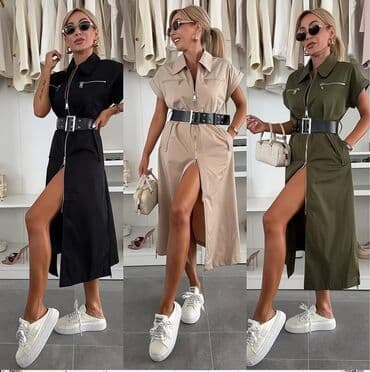 leprsava haljina: Zara One size, color - Khaki, Short sleeves — 2
