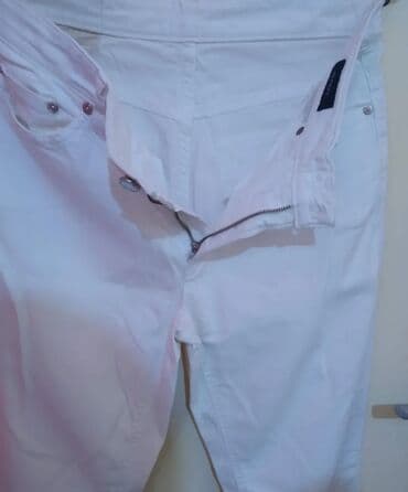 bele zenske pantalone: L (EU 40), Visok struk, Ravne nogavice — 4