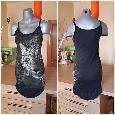 Skafanderi: Haljina/top sa naramenicama – motiv leopard - Crna rastegljiva — 3