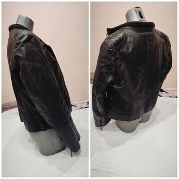 Leather jacket Genuine leather, XL, color - Brown — 2