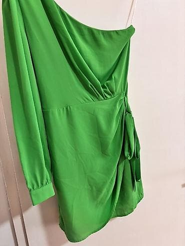 commense clothing: Zelena asimetrična haljina ONLY – model ONLINE LS ONE SHOULDER (Island — 2