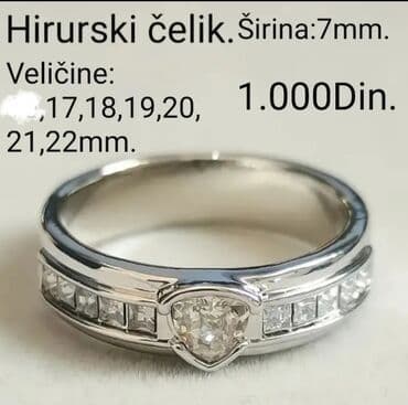 prstenje od hirurskog celika: Unisex prsten, Materijal: Cirkon, Hirurški čelik, Kristal — 1