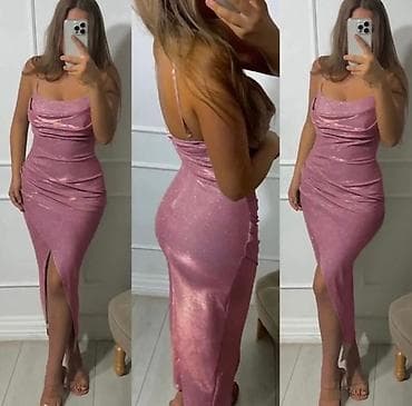 decuju: Svečana midi haljina sa sjajnim efektom i tankim bretelama - Kroj — 1