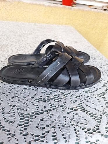 deichmann sandale na platformu: Kožne muške papuče, broj 42 - Materijal: prirodna koža (gornjište i — 1