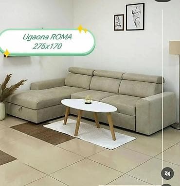badjo namestaj: Ugaona garnitura ROMA – 275 x 170 cm - Moderan L‑profil sa prostranom — 2