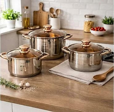 komplet serpi cena: Set od 3 inox šerpe sa poklopcima - Materijal: nerđajući čelik — 2