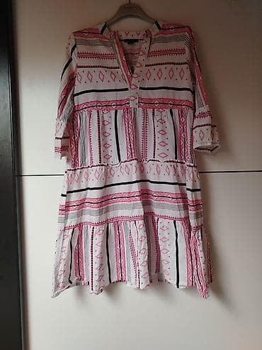asimetricne bluze: Boho haljina sa etno printom - Model: lepršava, A-kroja sa volanima u — 2