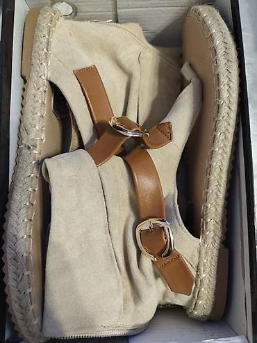 zenske sandale akcija: Ženske letnje sandale – bež - Model: ravne sandale/espadrile sa — 1