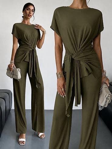 Kompleti: Ženski elegantni komplet – pantalone sa širokim nogavicama i gornji — 4