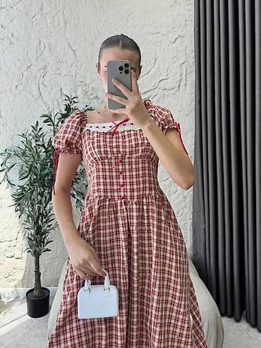 crvena karirana suknja: ELEGANTNA KARIRANA HALJINA SA ČIPKOM – RETRO & COTTAGECORE STIL — 1