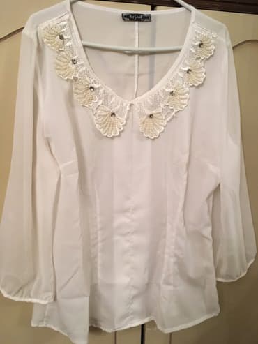 svecane tunike za punije dame: 2XL, Jednobojni, bоја - Bela — 1