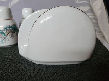 vojni set za jelo: Set nov salnik i drzac za salvete Apulum porcelan 70te.god. Nov set — 9