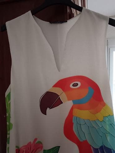 saim se majce: Letnja duga haljina bez rukava sa tropikalnim printom - Boja osnove — 2