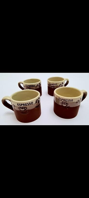 Kuća i bašta: Set od 4 keramičke šoljice za espreso. - Dizajn: dvobojne (krem i — 1