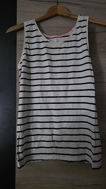 bele jakne sa krznom: Ženska bezrukavna majica na pruge - Kroj: klasičan bez rukava — 2