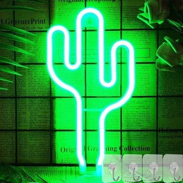 led dekoracija: Cena 1200 din Neonska LED lampa oblik Kaktus Savršena dekoracija za — 2