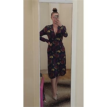 mona tanki kais: Cvetna midi haljina model košulje S kao nova - Model: strukirana midi — 3
