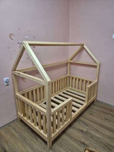 deciji kreveti za devojcice: Dečiji krevet u obliku kućice od punog drveta (svetliji prirodni ton) — 3