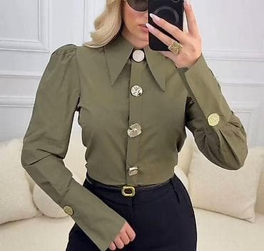 bijela bluza: Elegantna ženska košulja sa dugim rukavima i istaknutim špičastim — 6