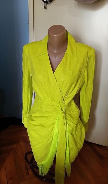 ploom u leskovac: Neon zelena haljina košulja-kroja sa resama – River Island m do l moze — 1