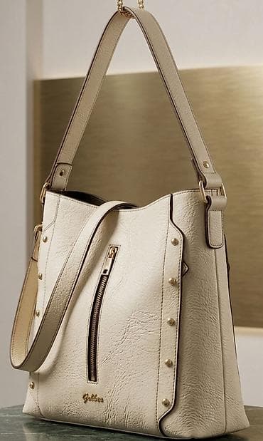 Elegantna ženska torba – bež/boja slonovače - Materijal: teksturirana