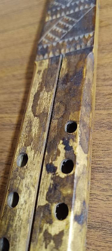 muzicki instrumenti: Drvena dvostruka frula/duvački instrument sa ručnom rezbarijom — 2
