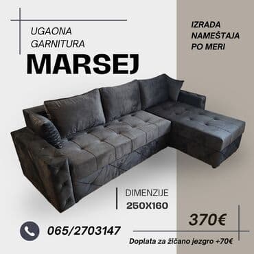 stilski namestaj za dnevne sobe: Ugaona garnitura "Marsej" Krajnjih dimenzija 250x160x (moguca — 2