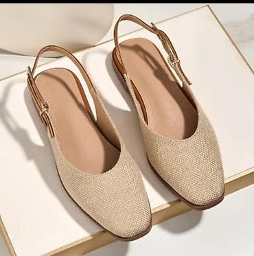Ženske slingback baletanke u bež boji. - Gornjište: teksturirani tkan