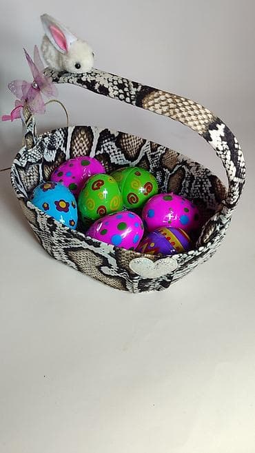 Rasveta: Uskršnja korpica sa ručkom – dezen imitacije zmijske kože, ručni rad — 3