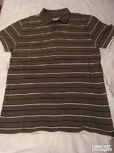 bele pantalone zara: Zara muška polo majca, L veličina, svetlije braon boje sa belim — 9