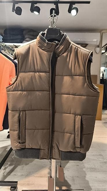 krem kosulja: Muški puffer prsluk CANALI - Model: bez rukava, ravnog kroja sa — 1