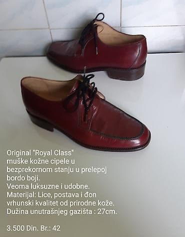 Muške kožne cipele Royal Class – bordo - Elegantne klasične pertlače