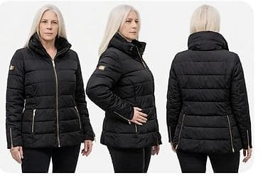 Ženska zimska jakna – crna, prošivena, sa visokim kragnom - Topla